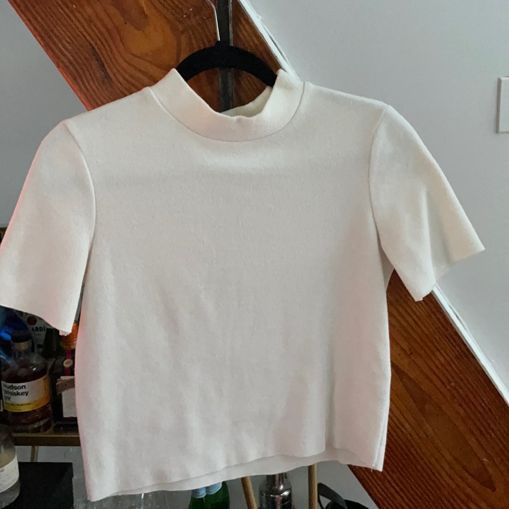 Zara White Cropped Turtle Neck